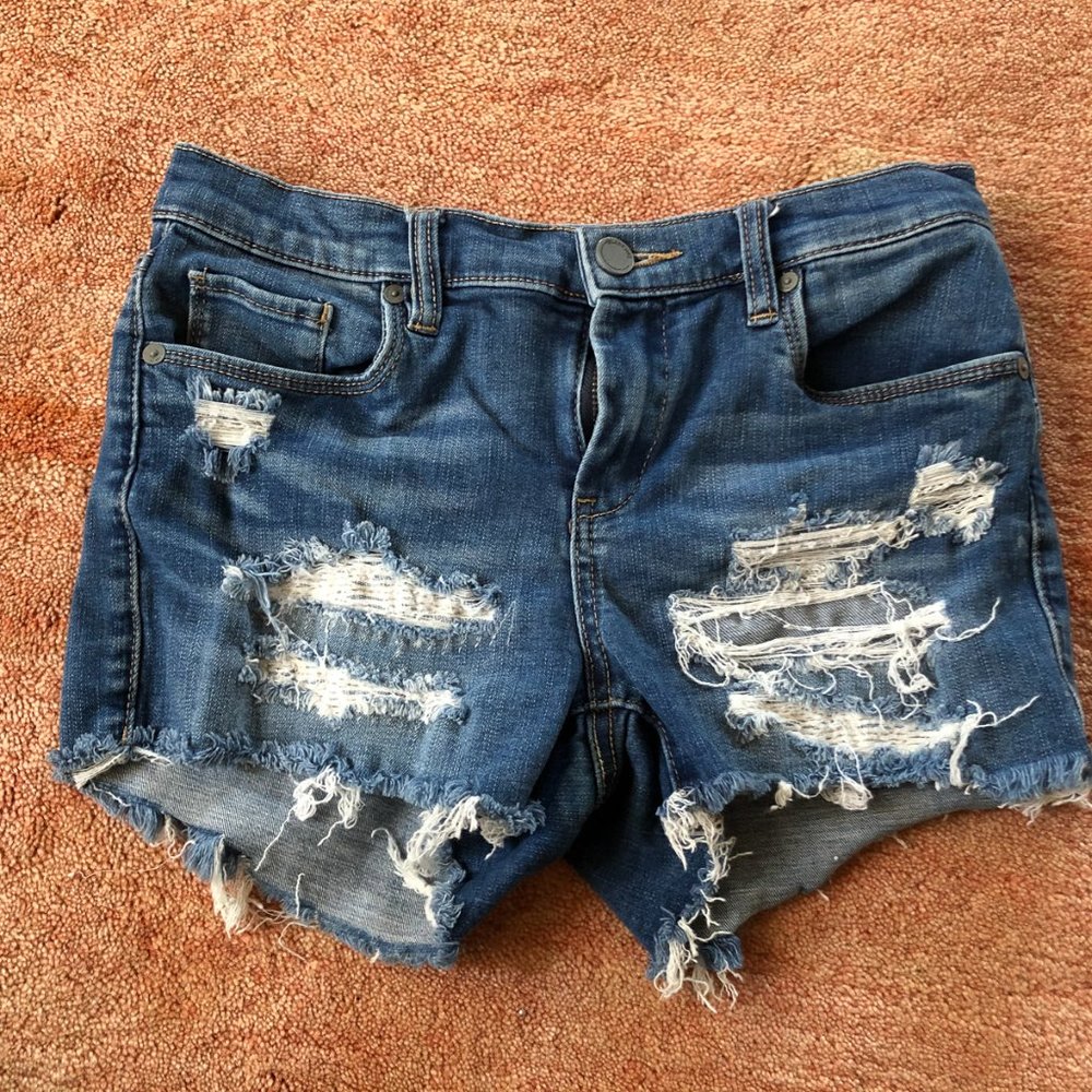 Blank NYC distressed denim cut out shorts